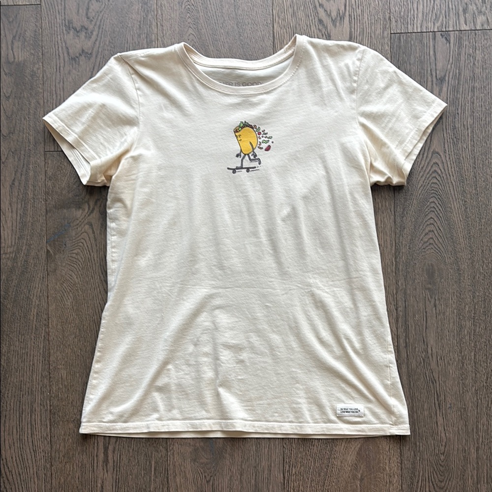 Life Is Good skateboarding taco tee